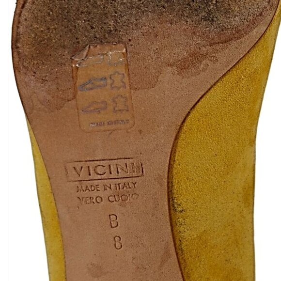 Giuseppe Zanotti Italy Mustard Suede Tasseled Kitten Heels Womens 8B Dress Shoes - Picture 9 of 11